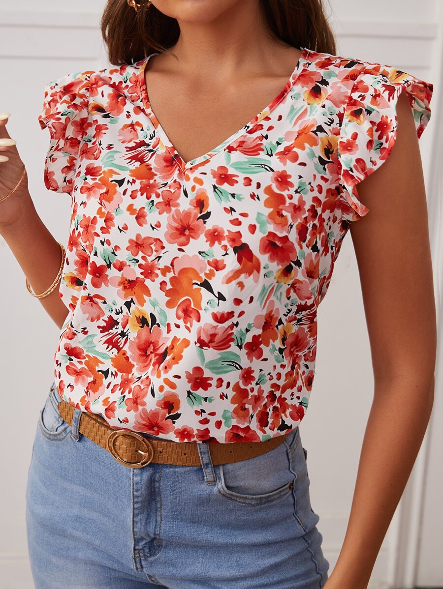 SHEIN Frenchy Áo sơ mi nữ Xù Hoa Boho - Nhiều màu - Xem 1