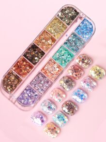 1 hộp Thiết kế hình học Nail Art Sequins - Nhiều màu - Xem 1