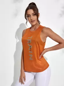 SHEIN Sports Solid Racer Back Sports Tank Top Fitted Shirtworkout Tank Top
