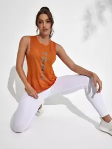SHEIN Sports Solid Racer Back Sports Tank Top Fitted Shirtworkout Tank Top