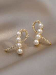 Bông tai đính ngọc trai giả ngọc trai - Vàng - Xem 1