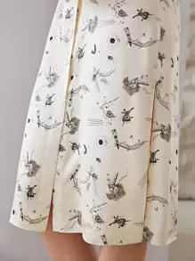 MOTF X KANDINSKY INSPIRED 100%真絲圖案連衣裙不附腰帶 - 米色 - 查看 9