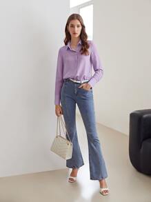 MOTF PREMIUM 100% SILK STRAIGHT SHIRT - Lilac Purple - View 8