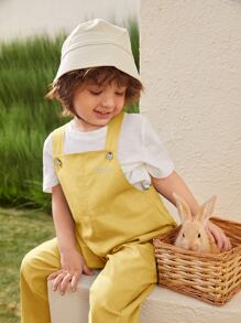 SHEIN 小男童圓領T恤和字母圖案背帶褲 - 彩色 - 查看 2