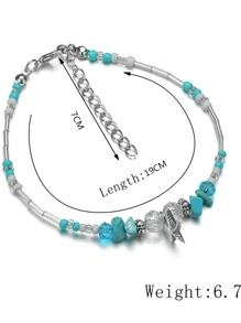 1 Pieza Dijes De Cristal Turquesa Verde Y Estrella De Mar Para Tobillo De Niños - Multicolor - Ver 4