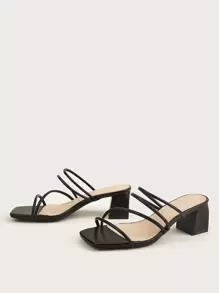 Giày cao gót đế xuồng mới 2025 dành cho nữ, giày sandal xỏ ngón thanh lịch có quai, thích hợp mặc với váy vào mùa hè - màu đen - Xem 2