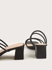 Giày cao gót đế xuồng mới 2025 dành cho nữ, giày sandal xỏ ngón thanh lịch có quai, thích hợp mặc với váy vào mùa hè - màu đen - Xem 5