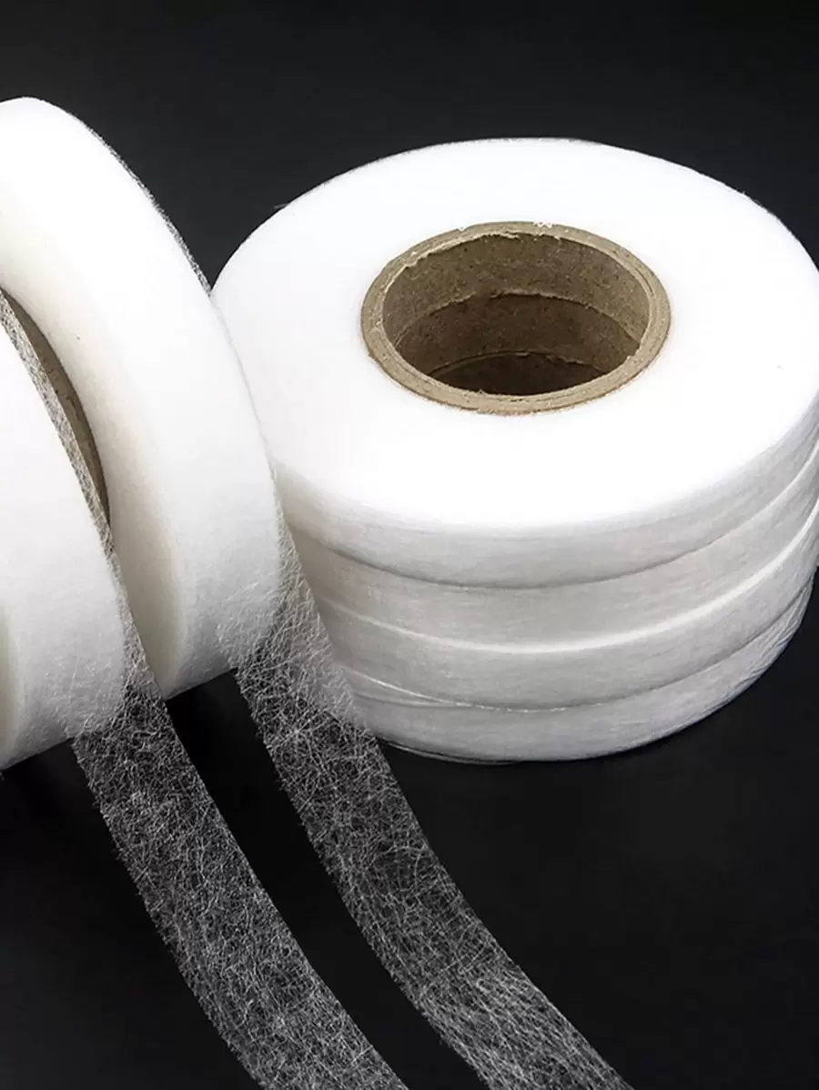 1入組服裝配件雙面膠帶,現代鑲嵌不織布雙面黏合襯布用於縫紉 - 白色 - 查看 1