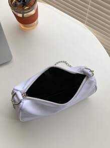 Fashionable Solid Color Multi-Purpose Casual Crossbody Bag For Women - White - View 4
