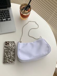 Fashionable Solid Color Multi-Purpose Casual Crossbody Bag For Women - White - View 6