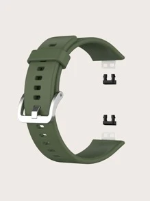 1条男女通用深绿色纯硅胶智能手表表带，附带表带更换工具，兼容华为Watch Fit - 墨綠色 - 查看 8