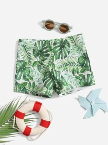 Boys Tropical Print Swim Shorts - Multicolor - View 1