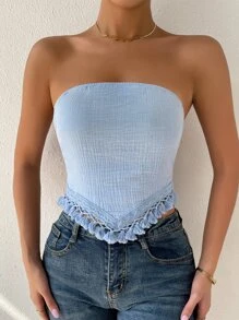 Solid Fringe Hem Tube Top