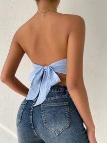 Solid Fringe Hem Tube Top