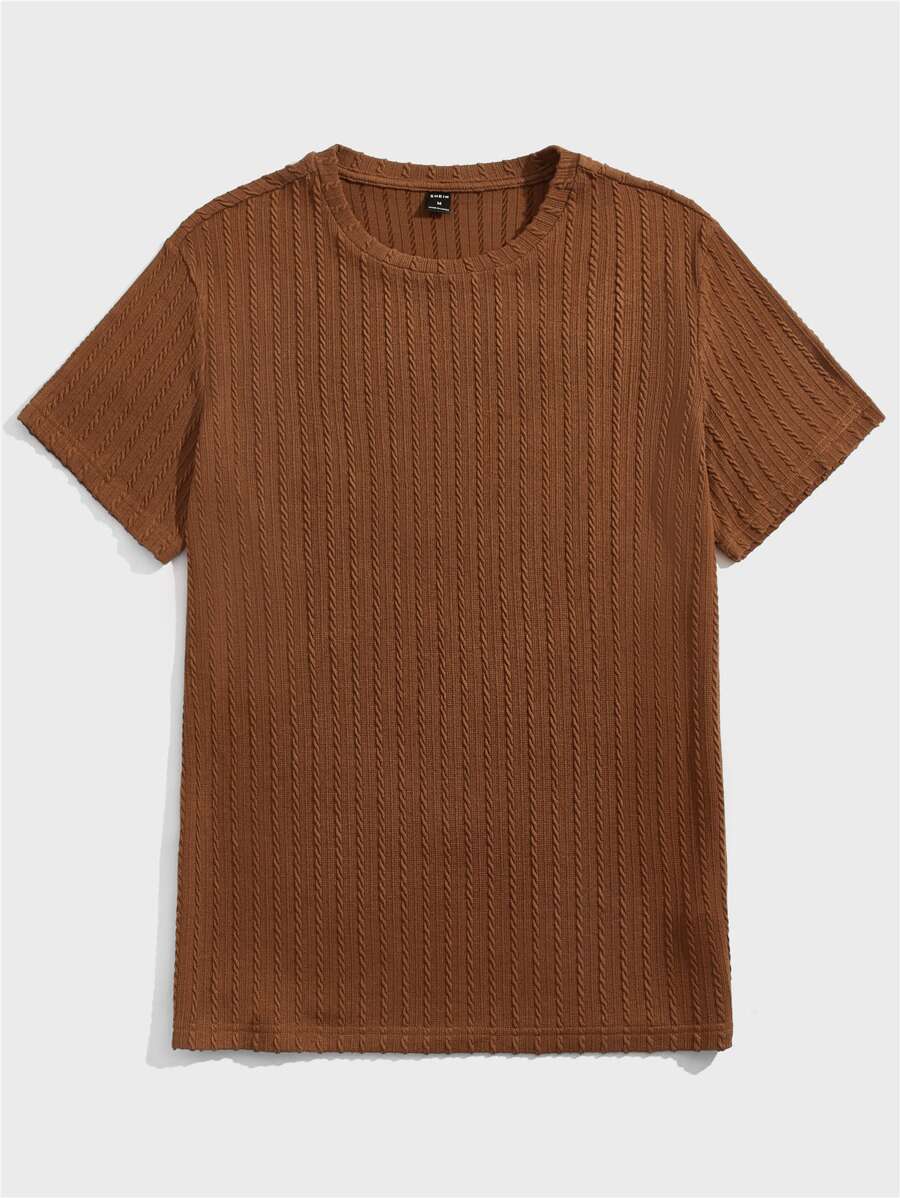 Manfinity RebelGame Hombres Camiseta unicolor tejido de cable - Café integral - Ver 1