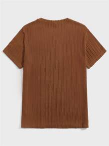 Manfinity RebelGame Hombres Camiseta unicolor tejido de cable - Café integral - Ver 2