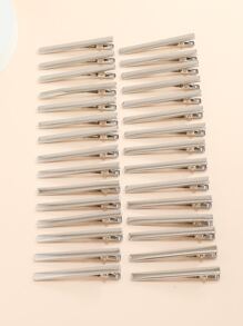 30个简约鳄鱼夹发夹休闲爪夹发卡，适合上学、日常佩戴、作为发饰或头部饰品，女士发饰。 - 銀色 - 查看 1