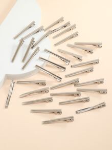 30个简约鳄鱼夹发夹休闲爪夹发卡，适合上学、日常佩戴、作为发饰或头部饰品，女士发饰。 - 銀色 - 查看 2