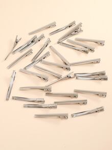 30个简约鳄鱼夹发夹休闲爪夹发卡，适合上学、日常佩戴、作为发饰或头部饰品，女士发饰。 - 銀色 - 查看 3