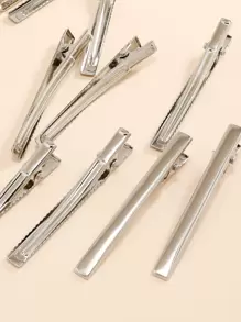 30个简约鳄鱼夹发夹休闲爪夹发卡，适合上学、日常佩戴、作为发饰或头部饰品，女士发饰。 - 銀色 - 查看 4