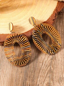 鏤空圓形耳墜 - 彩色 - 查看 3