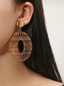 鏤空圓形耳墜 - 彩色 - 查看 1