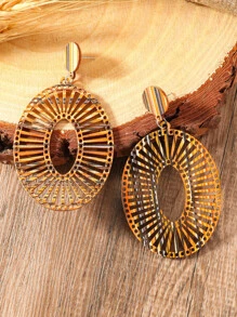 鏤空圓形耳墜 - 彩色 - 查看 2