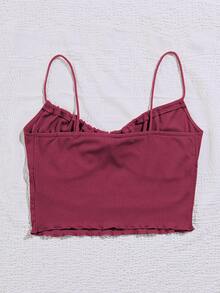 SHEIN Unity Top de tirantes con cordón delantero pecho con fruncido - Granate - Ver 2