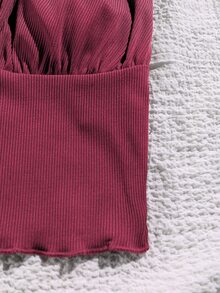 SHEIN Unity Top de tirantes con cordón delantero pecho con fruncido - Granate - Ver 4