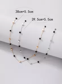 imoli 2pcs Cube Charm Necklace - Multicolor - View 6