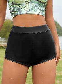 Shorts biker unicolor PU sin cinturón - Negro - Ver 4