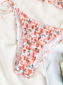 花卉印花鬆緊領三角比基尼 - 彩色 - 查看 6
