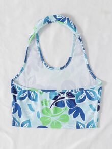 Floral Print Crop Halter Top - Multicolor - View 2