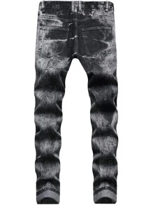 Hombres Jeans desgarro con lavado - Gris Oscuro - Ver 2