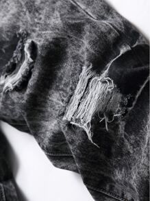Hombres Jeans desgarro con lavado - Gris Oscuro - Ver 3