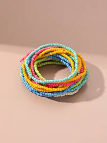 18pcs Minimalist Beaded Bracelet - Multicolor - View 1