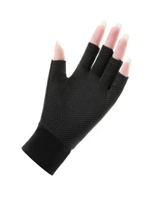 1 cặp Găng tay thể thao nửa ngón chống nắng, thích hợp cho đạp xe, đi xe máy và trượt tuyết, Găng tay màu đen - màu đen - Xem 2