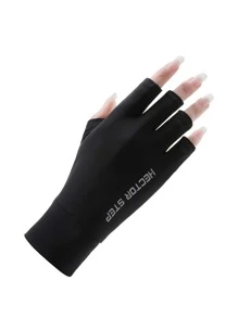 1 cặp Găng tay thể thao nửa ngón chống nắng, thích hợp cho đạp xe, đi xe máy và trượt tuyết, Găng tay màu đen - màu đen - Xem 3