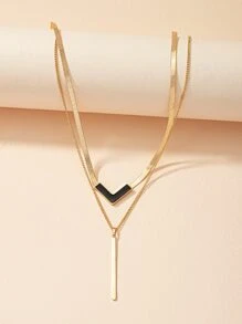 Geometric Charm Layered Necklace - Multicolor - View 2