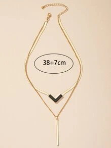 Geometric Charm Layered Necklace - Multicolor - View 4