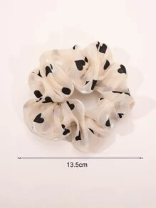 2pcs Heart Print Scrunchie Cute Valentine's Day Scrunchies Hair Ties Scrunchy Hair Ties Ponytail Head Accessories Elastic Band - Multicolor - View 3