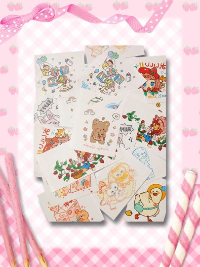 ROMWE Kawaii 11sheets Cartoon Graphic Tattoo Sticker