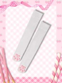 ROMWE Kawaii 卡通爪子裝飾襪子 - 白色 - 查看 1