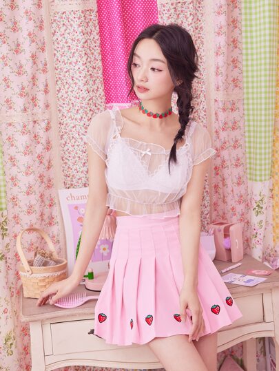 ★DEW E DEW E★ SEE THROUGH FRILL SKIRT_2COLORS BOTTOM - BOTTOM - DEW E DEW E