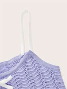 SHEIN MOD 前繫帶針織吊帶上衣 - 紫丁香色 - 查看 4