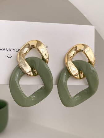 雙色鏈條設計耳墜