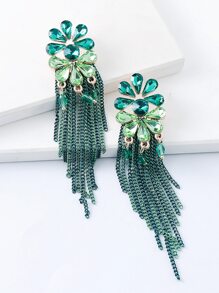 juran 1 Cặp bông tai tua rua pha lê, phụ kiện bông tai dài thanh lịch cho tiệc cưới dành cho nữ Quà tặng - màu xanh lá - Xem 5