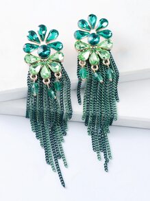 juran 1 Cặp bông tai tua rua pha lê, phụ kiện bông tai dài thanh lịch cho tiệc cưới dành cho nữ Quà tặng - màu xanh lá - Xem 7