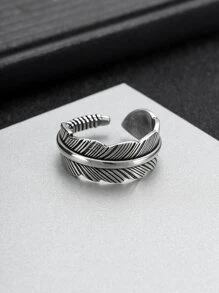 Fashionable and Popular Men Vintage Leaf Design Ring Alloy for Jewelry Gift and for a Stylish Look - Silver - View 2