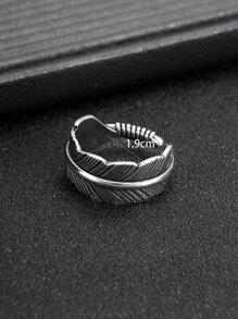 Fashionable and Popular Men Vintage Leaf Design Ring Alloy for Jewelry Gift and for a Stylish Look - Silver - View 3